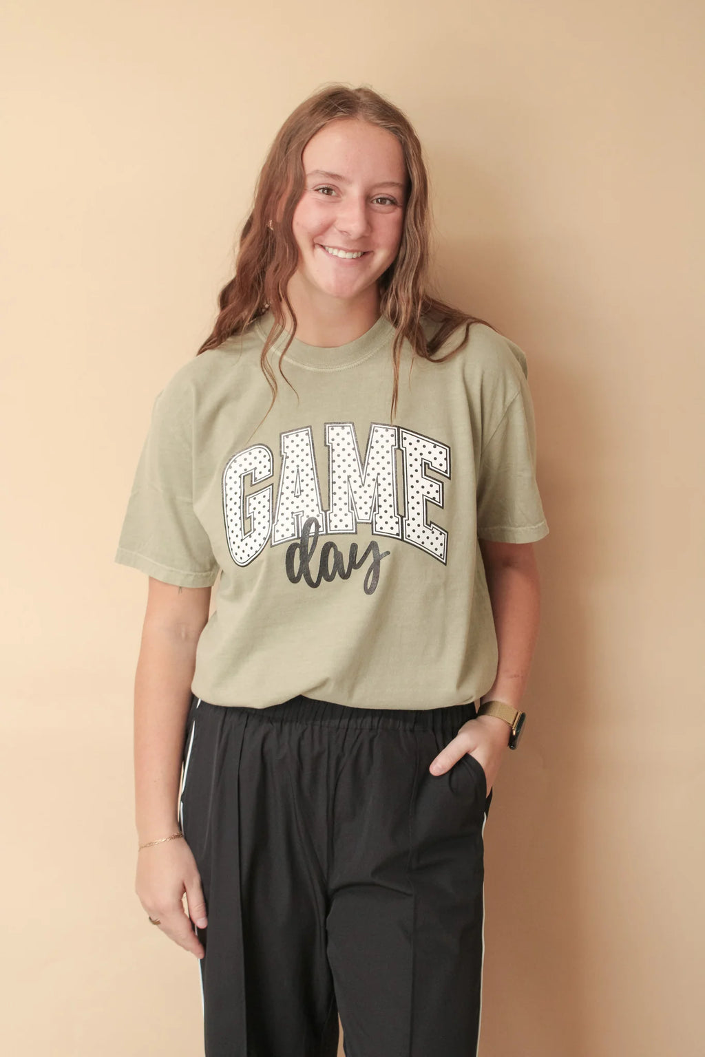 GAME DAY POLKA DOT REG/CURVY GRAPHIC TEE