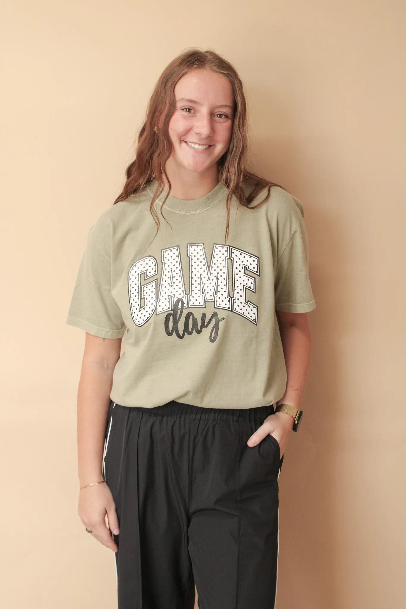GAME DAY POLKA DOT REG/CURVY GRAPHIC TEE