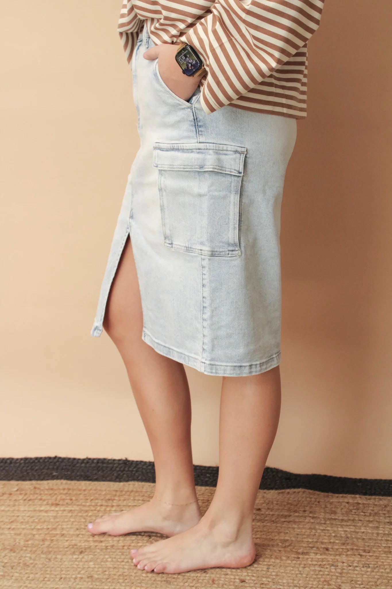 TAMI HIGH RISE MIDI CARGO SKIRT